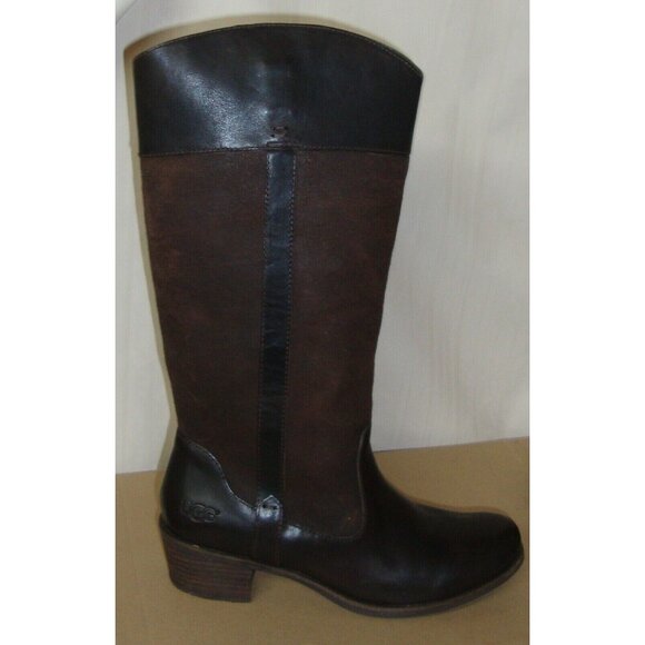 UGG Cassis Lodge Leather Tall Riding Style Boots Women's Size US 9 NEW - Picture 5 of 8
